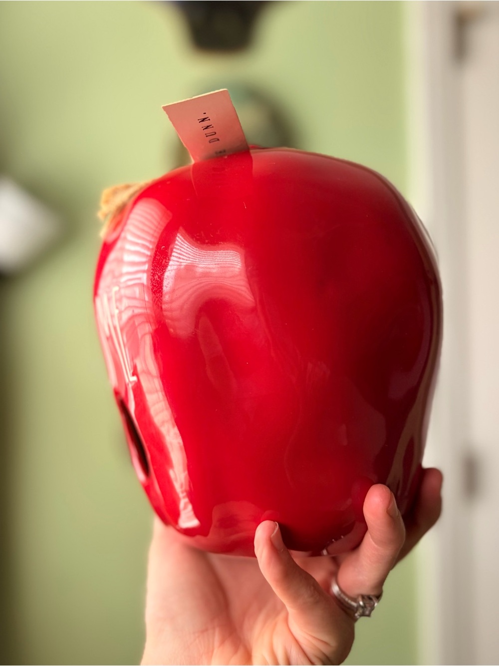 Rae Dunn Vibrant Red 'HOME' Ceramic Apple Farmhouse Birdhouse - Picture 3 of 9
